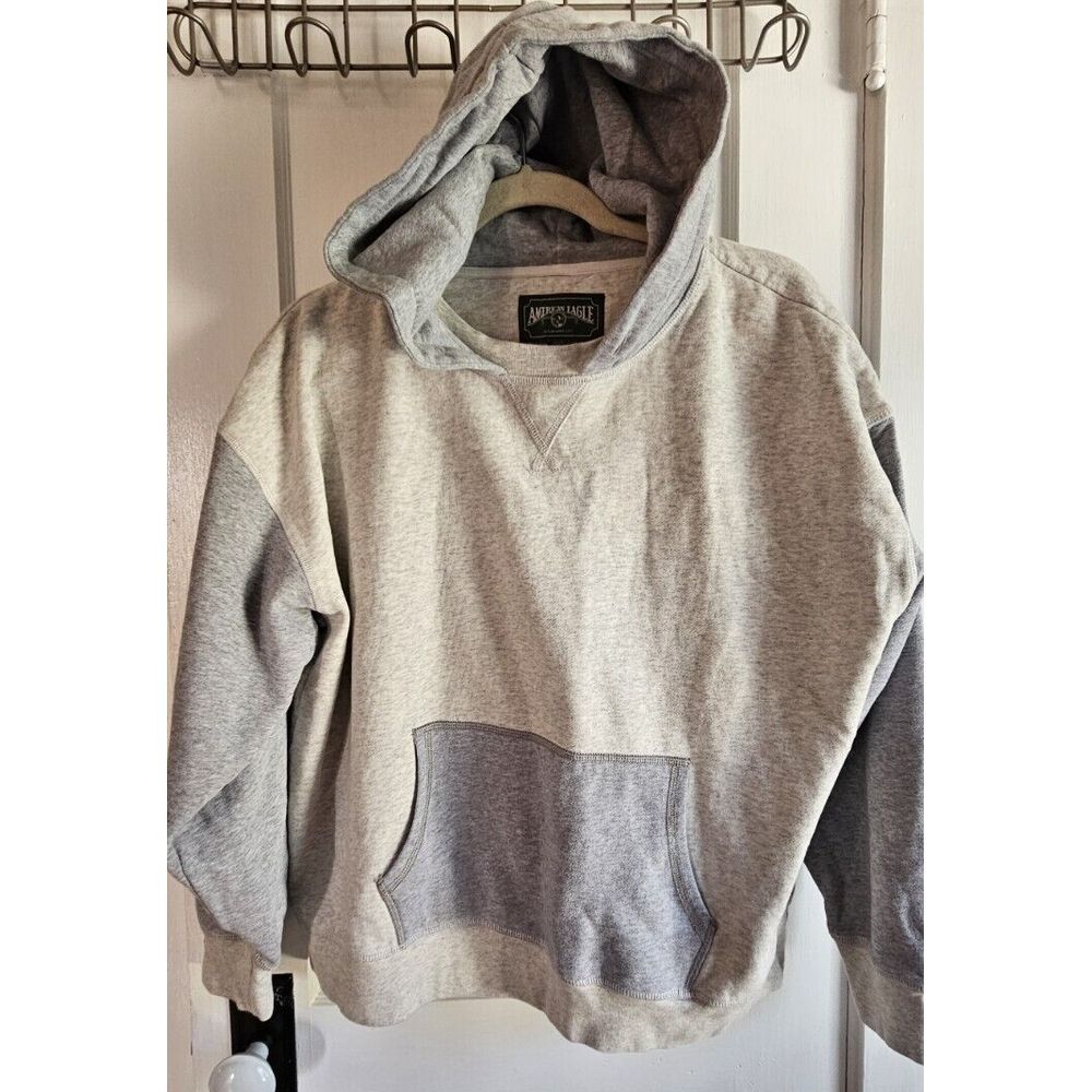 Vtg AMERICAN EAGLE green tag‎ boxer hoodie M  Sz S cotton ivory gray